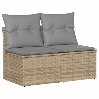 Set Divano da Giardino 2 pz con Cuscini Beige Polyrattan Acacia | homemem39