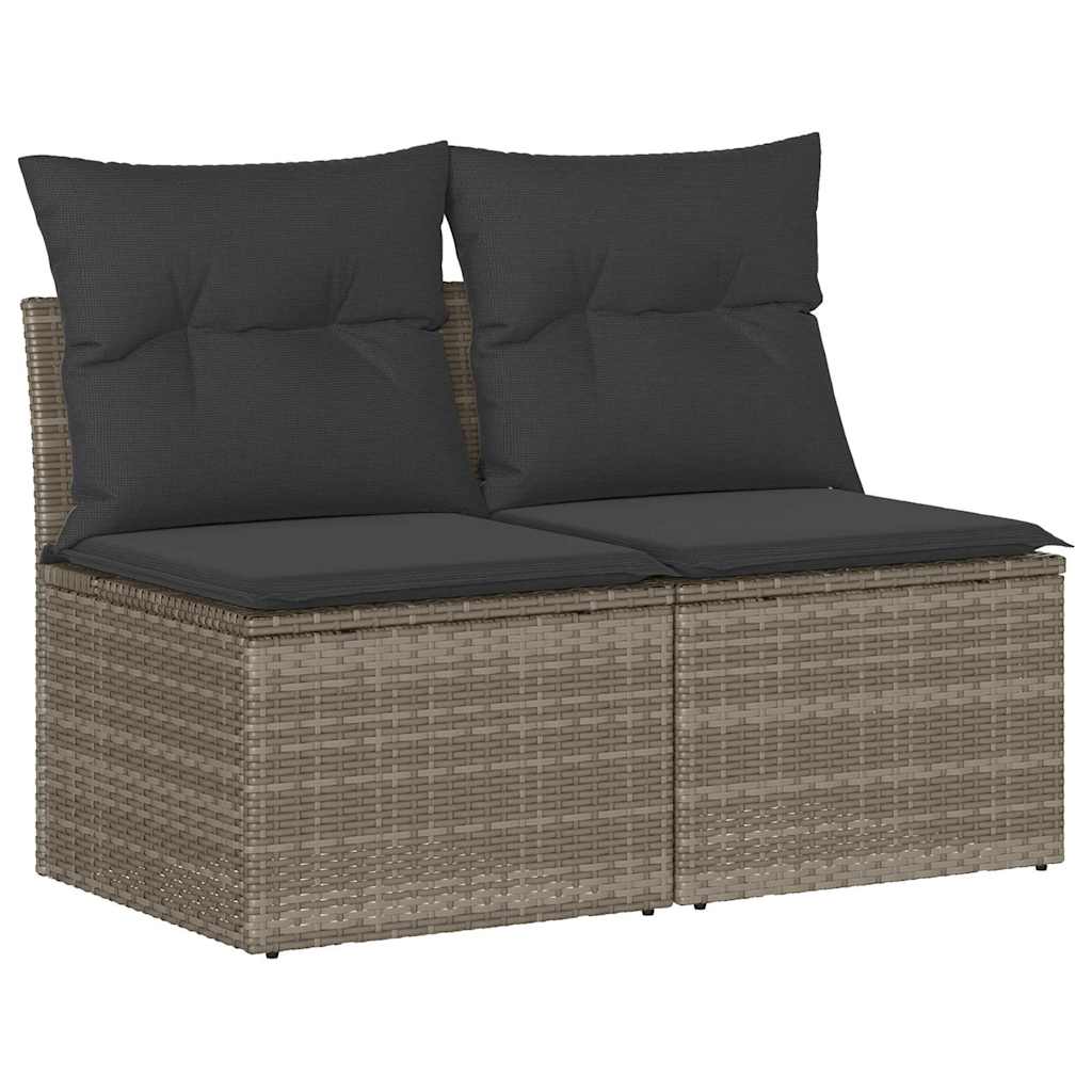 Set Divano Giardino 2 pz con Cuscini Grigio Polyrattan Acacia - homemem39
