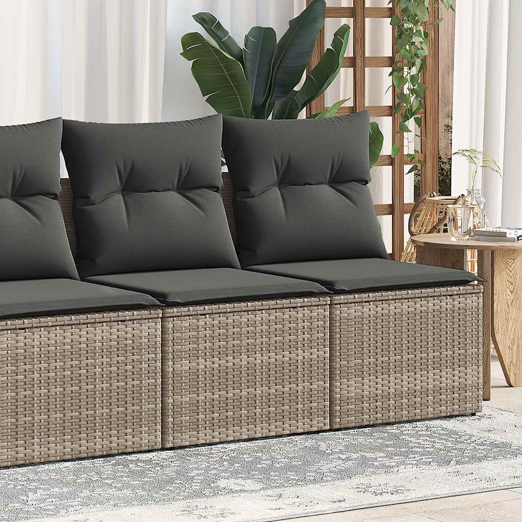 Set Divano Giardino 2 pz con Cuscini Grigio Polyrattan Acacia - homemem39