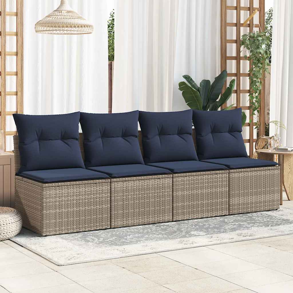 Set Divano Giardino 2 pz con Cuscini Grigio Polyrattan Acacia - homemem39