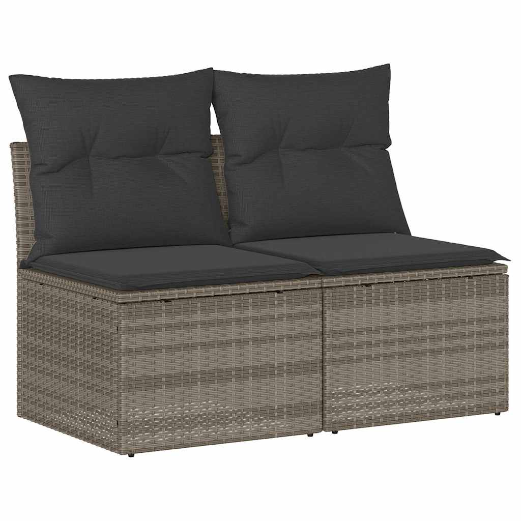 Divano Giardino 2pz con Cuscini Grigio Chiaro Polyrattan Acacia - homemem39