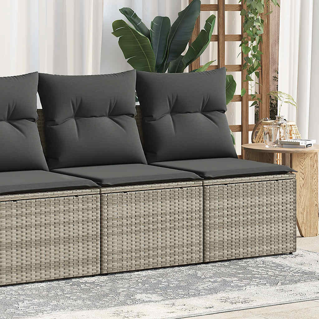 Divano Giardino 2pz con Cuscini Grigio Chiaro Polyrattan Acacia | homemem39