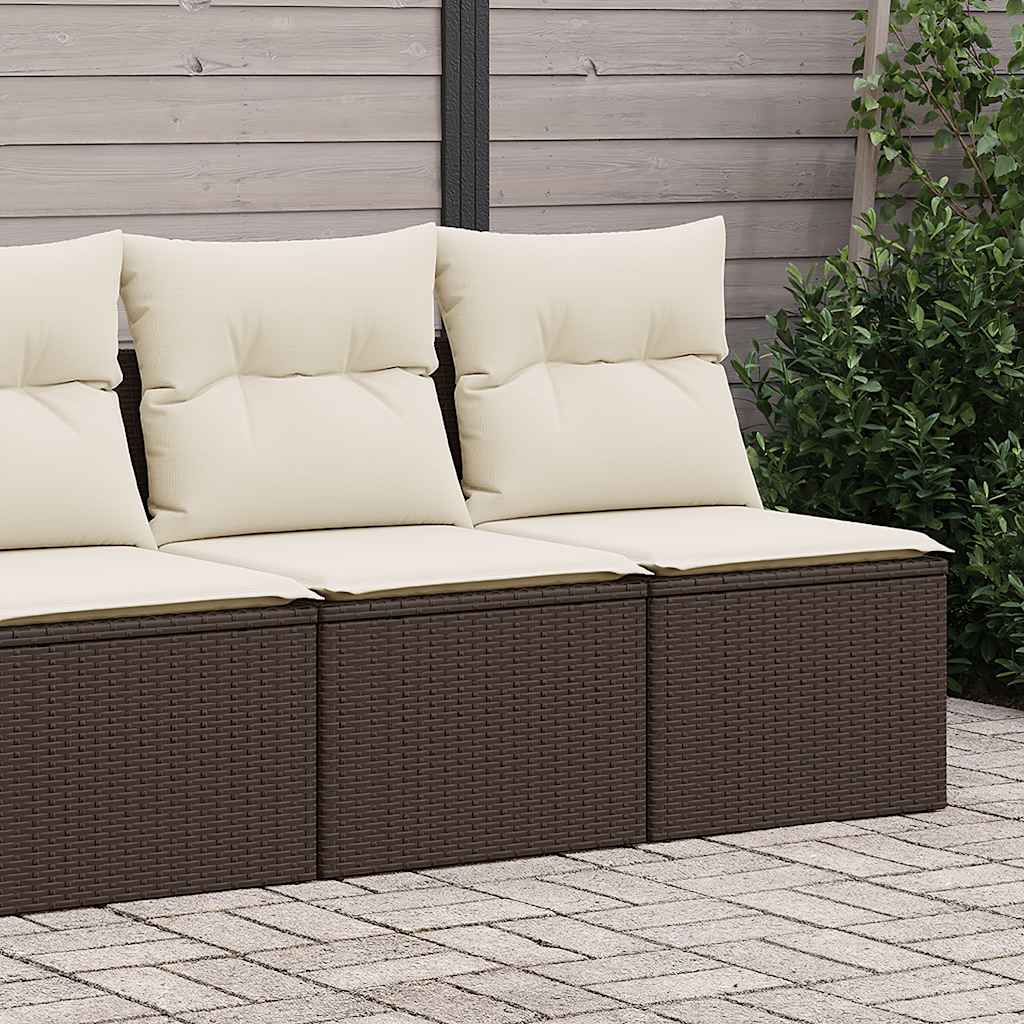 Set Divano Giardino 4 pz con Cuscini Marrone Polyrattan Acacia - homemem39