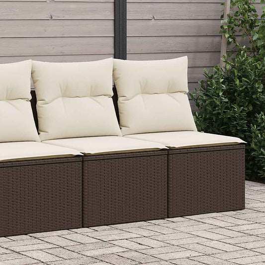 Set Divano Giardino 4 pz con Cuscini Marrone Polyrattan Acacia - homemem39