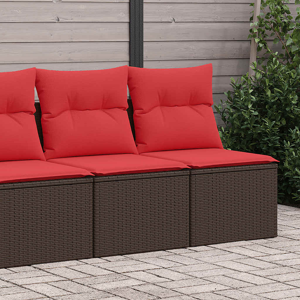 Set Divano Giardino 4 pz con Cuscini Marrone Polyrattan Acacia | homemem39