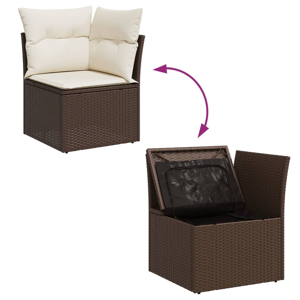 Set Divano da Giardino 4 pz con Cuscini Marrone in Polyrattan - homemem39