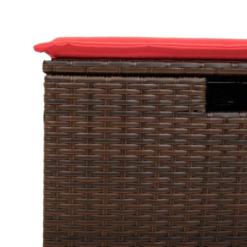 Set Divano da Giardino 4 pz con Cuscini Marrone in Polyrattan