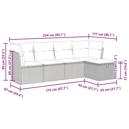 Set Divani da Giardino 5 pz con Cuscini in Polyrattan Nero | homemem39