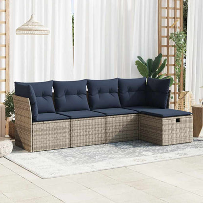 Set Divano da Giardino 5 pz con Cuscini Grigio in Polyrattan | homemem39