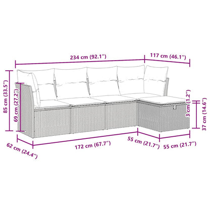 Set Divano da Giardino 5pz con Cuscini Grigio Chiaro Polyrattan - homemem39