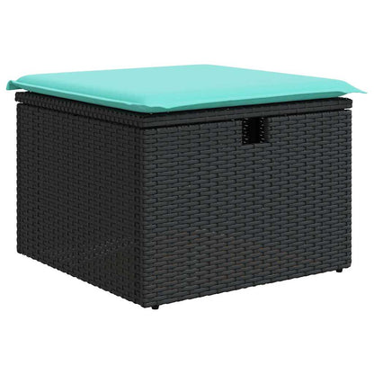 Set Divano da Giardino 6 pz con Cuscini Nero in Polyrattan