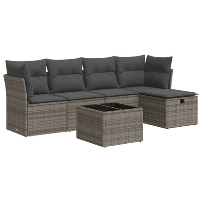 Set Divano da Giardino 6 pz con Cuscini Grigio in Polyrattan | homemem39