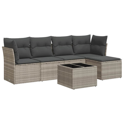 Set Divano da Giardino 6pz con Cuscini Grigio Chiaro Polyrattan - homemem39