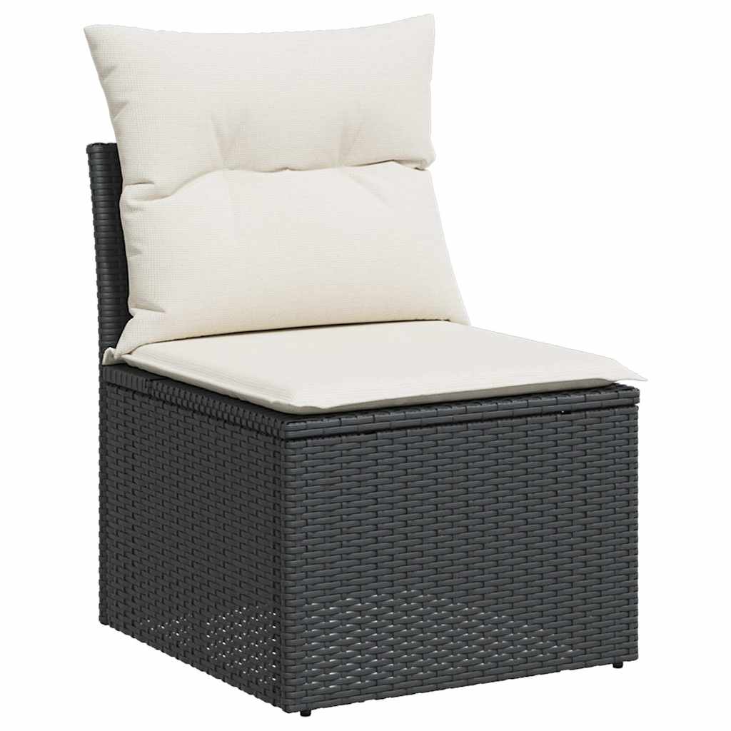 Set Divani da Giardino con Cuscini 7pz Nero Polyrattan | homemem39