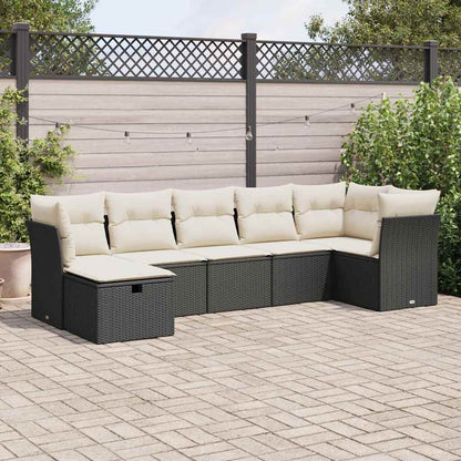 Set Divani da Giardino con Cuscini 7pz Nero Polyrattan - homemem39