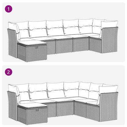 Set Divani da Giardino 7 pz con Cuscini Grigio in Polyrattan | homemem39