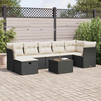 Set Divani da Giardino con Cuscini 8 pz Nero in Polyrattan | homemem39