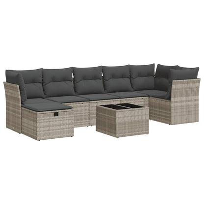 Set Divano da Giardino 8pz con Cuscini Grigio Chiaro Polyrattan - homemem39