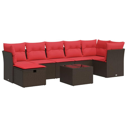 Set Divani da Giardino 8 pz con Cuscini Marrone in Polyrattan | homemem39