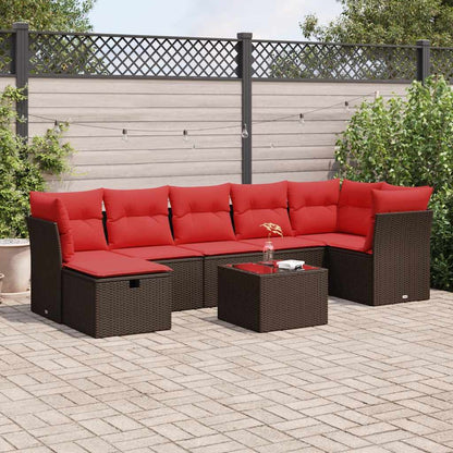 Set Divani da Giardino 8 pz con Cuscini Marrone in Polyrattan | homemem39