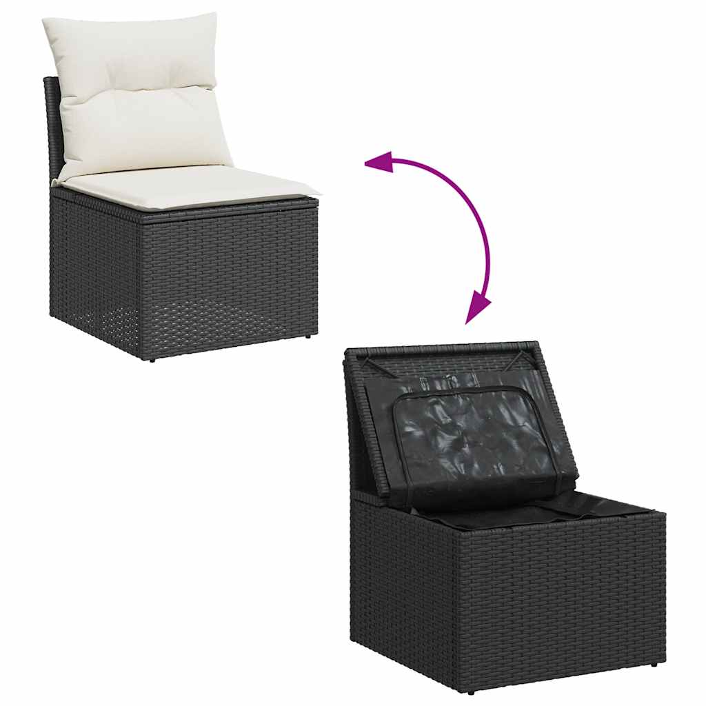 Set Divano da Giardino 6 pz con Cuscini Nero in Polyrattan - homemem39