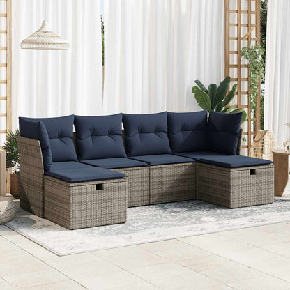 Set Divano da Giardino 6 pz con Cuscini Grigio in Polyrattan | homemem39