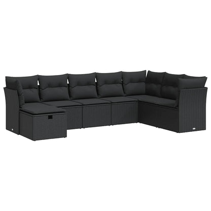 Set Divani da Giardino con Cuscini 8 pz Nero in Polyrattan | homemem39
