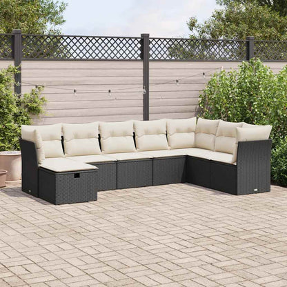 Set Divani da Giardino con Cuscini 8 pz Nero in Polyrattan | homemem39