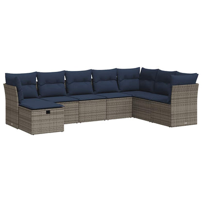 Set Divano da Giardino 8 pz con Cuscini Grigio in Polyrattan | homemem39