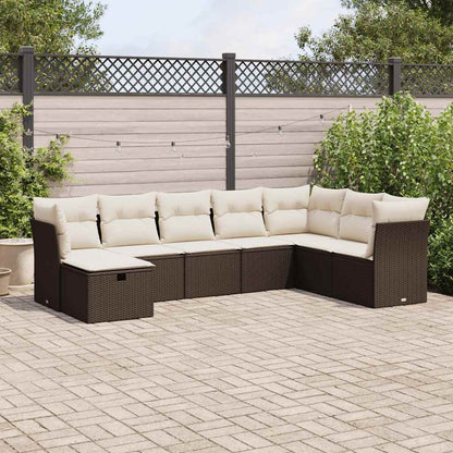 Set Divani da Giardino 8 pz con Cuscini Marrone in Polyrattan - homemem39