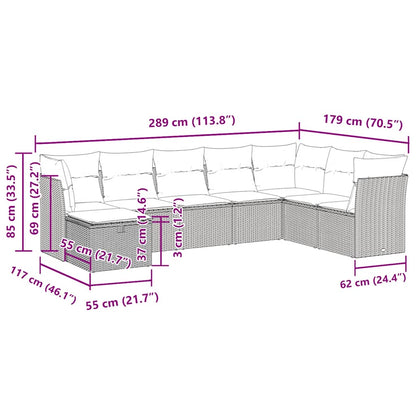 Set Divani da Giardino 8 pz con Cuscini Marrone in Polyrattan