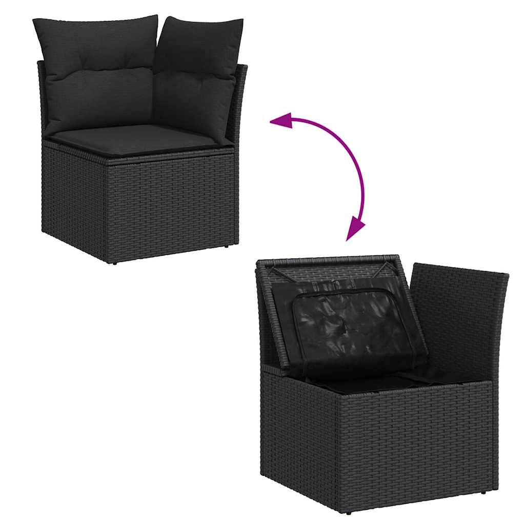 Set Divani da Giardino 9 pz con Cuscini Nero in Polyrattan | homemem39