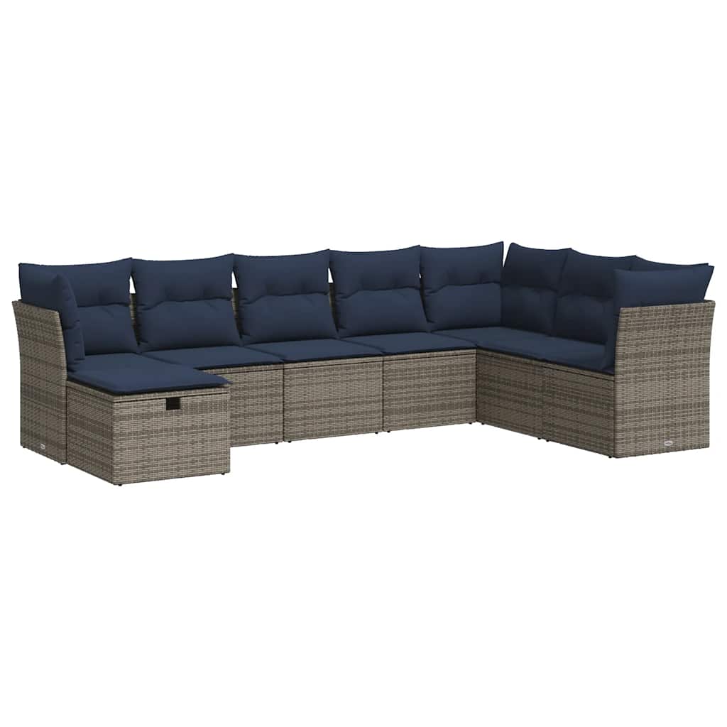 Set Divano da Giardino 9 pz con Cuscini Grigio in Polyrattan | homemem39