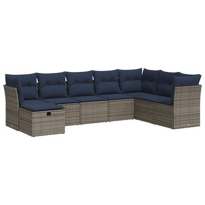 Set Divano da Giardino 9 pz con Cuscini Grigio in Polyrattan | homemem39