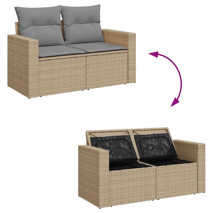 Set Divano da Giardino 4 pz con Cuscini Beige in Polyrattan - homemem39