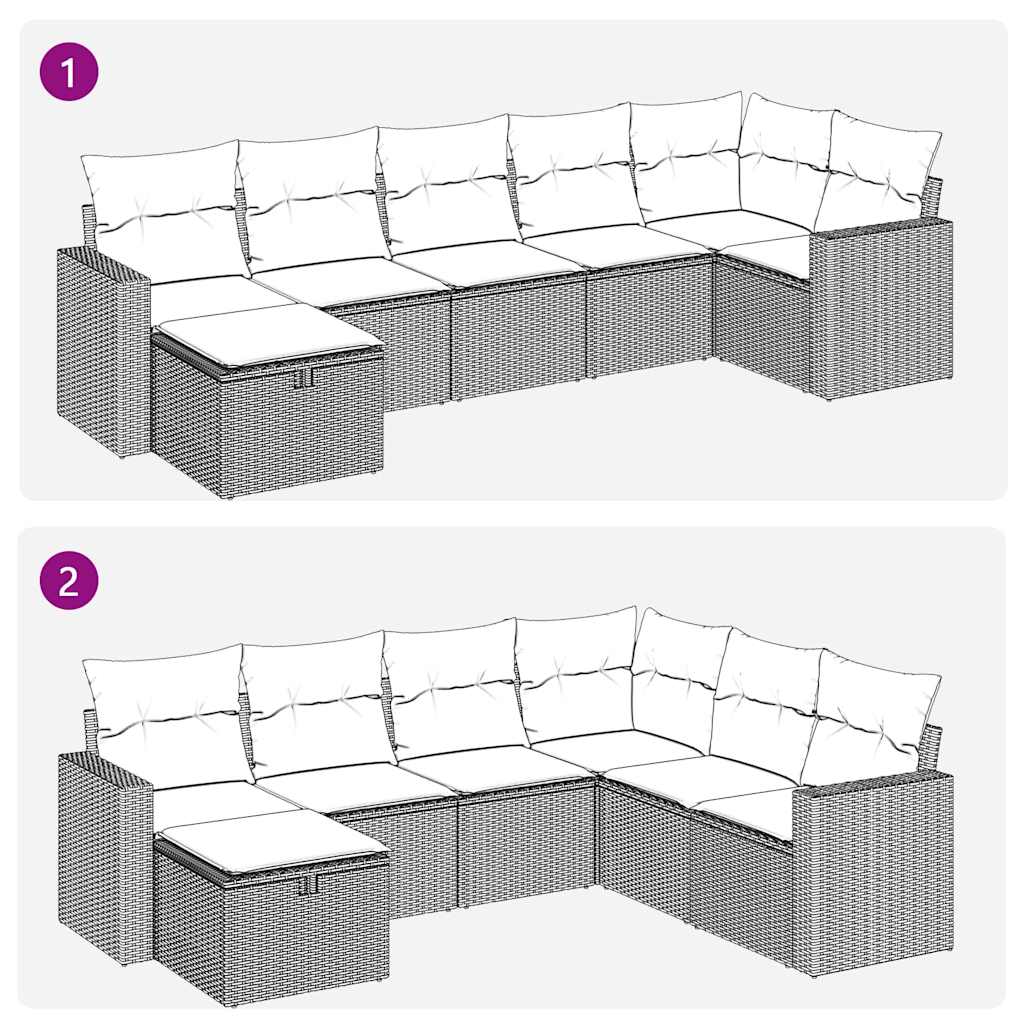 Set Divani da Giardino con Cuscini 7pz Nero Polyrattan | homemem39