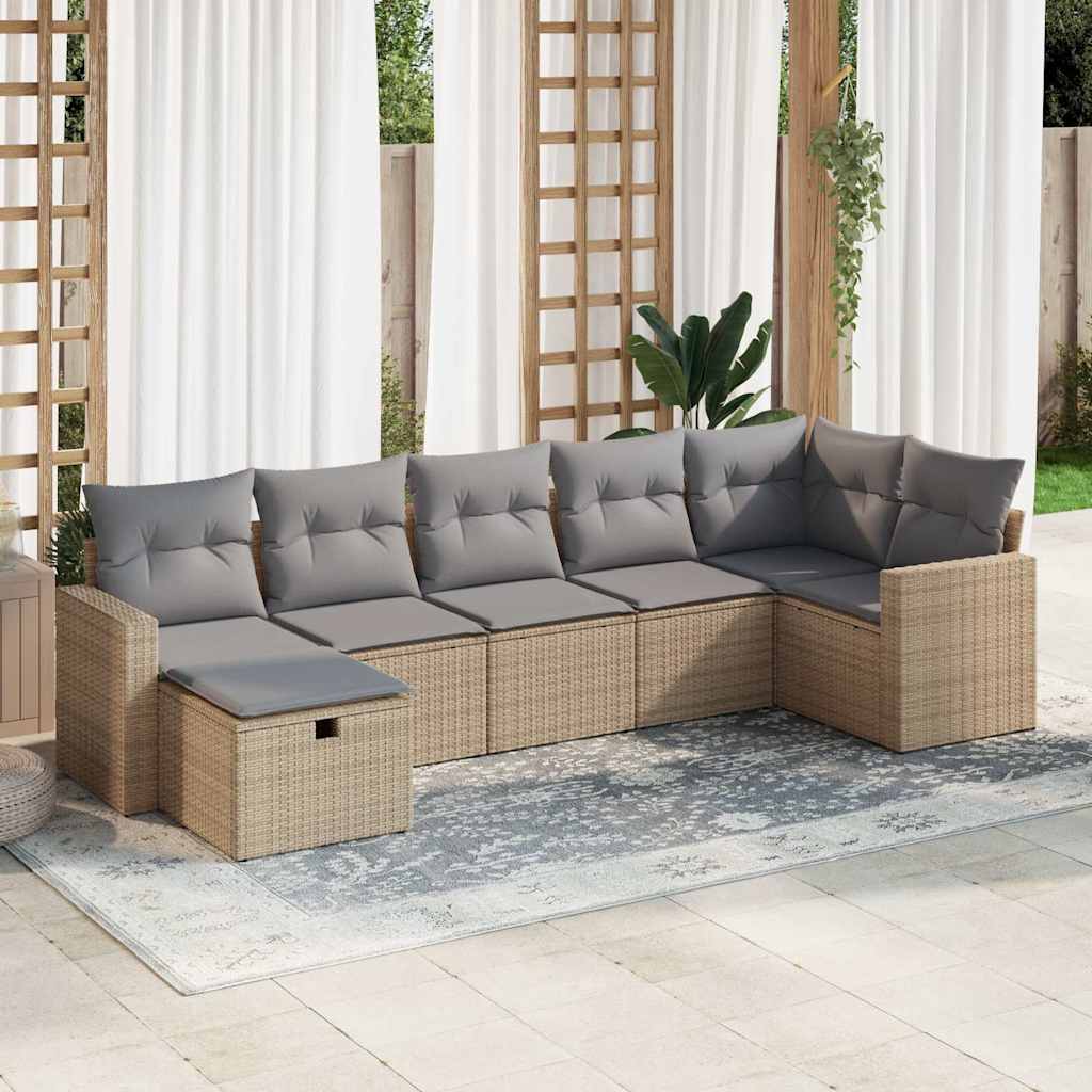 Set Divani da Giardino 7 pz con Cuscini in Polyrattan