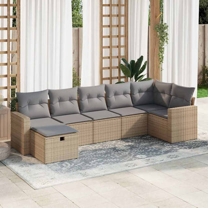 Set Divani da Giardino 7 pz con Cuscini in Polyrattan