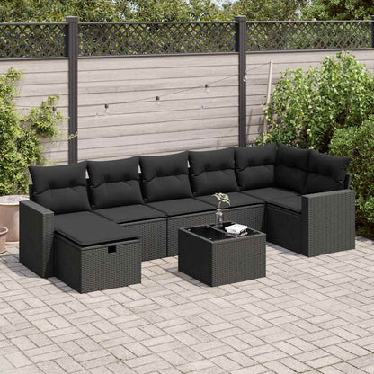 Set Divani da Giardino con Cuscini 8 pz Nero in Polyrattan | homemem39