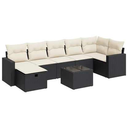 Set Divani da Giardino con Cuscini 8 pz Nero in Polyrattan | homemem39