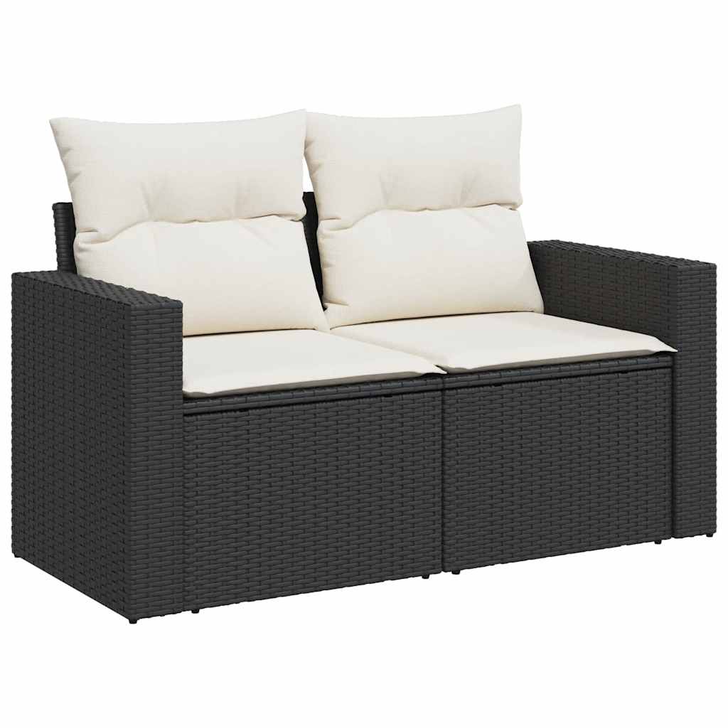 Set Divani da Giardino con Cuscini 8 pz Nero in Polyrattan | homemem39