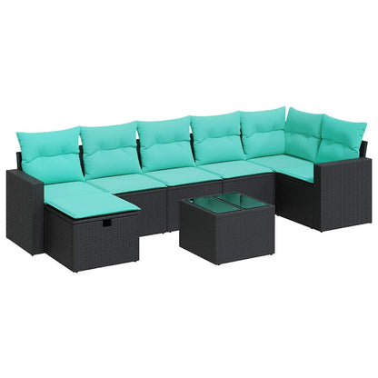 Set Divani da Giardino con Cuscini 8 pz Nero in Polyrattan