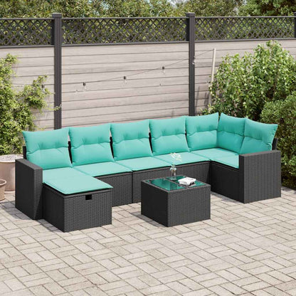 Set Divani da Giardino con Cuscini 8 pz Nero in Polyrattan