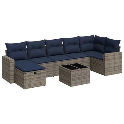 Set Divano da Giardino 8 pz con Cuscini Grigio in Polyrattan | homemem39