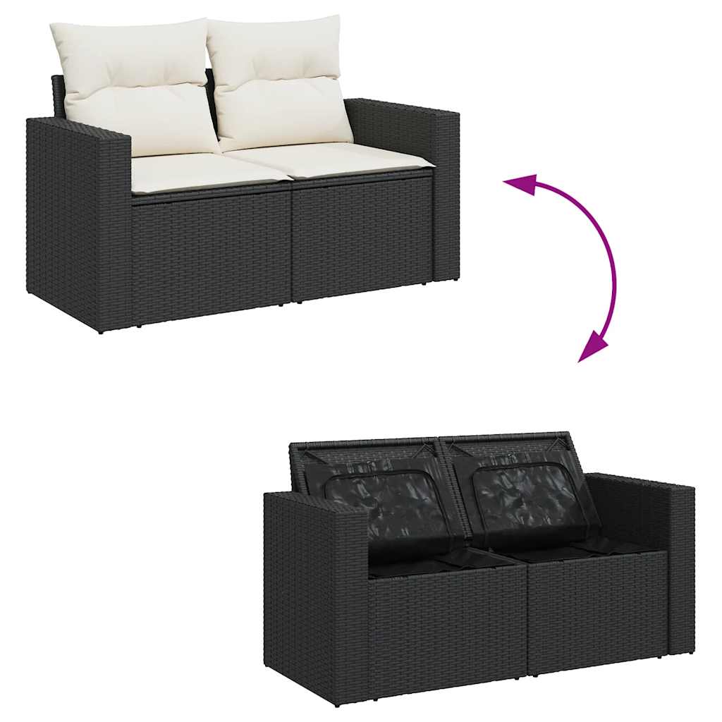Set Divano da Giardino 6 pz con Cuscini Nero in Polyrattan | homemem39