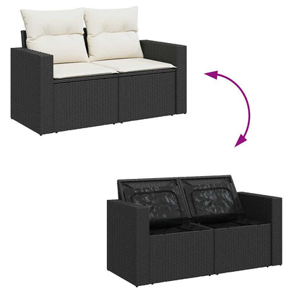 Set Divano da Giardino 6 pz con Cuscini Nero in Polyrattan | homemem39