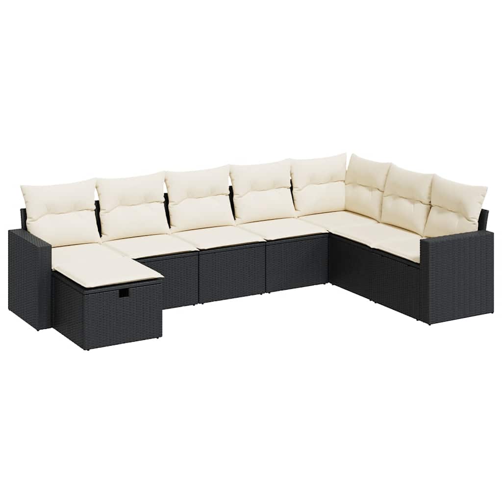 Set Divani da Giardino con Cuscini 8 pz Nero in Polyrattan | homemem39