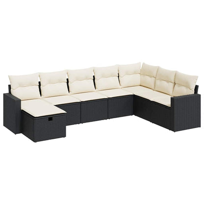 Set Divani da Giardino con Cuscini 8 pz Nero in Polyrattan | homemem39