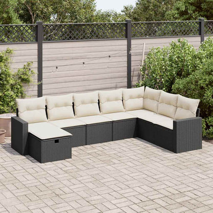 Set Divani da Giardino con Cuscini 8 pz Nero in Polyrattan | homemem39