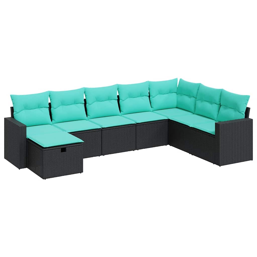 Set Divani da Giardino con Cuscini 8 pz Nero in Polyrattan | homemem39